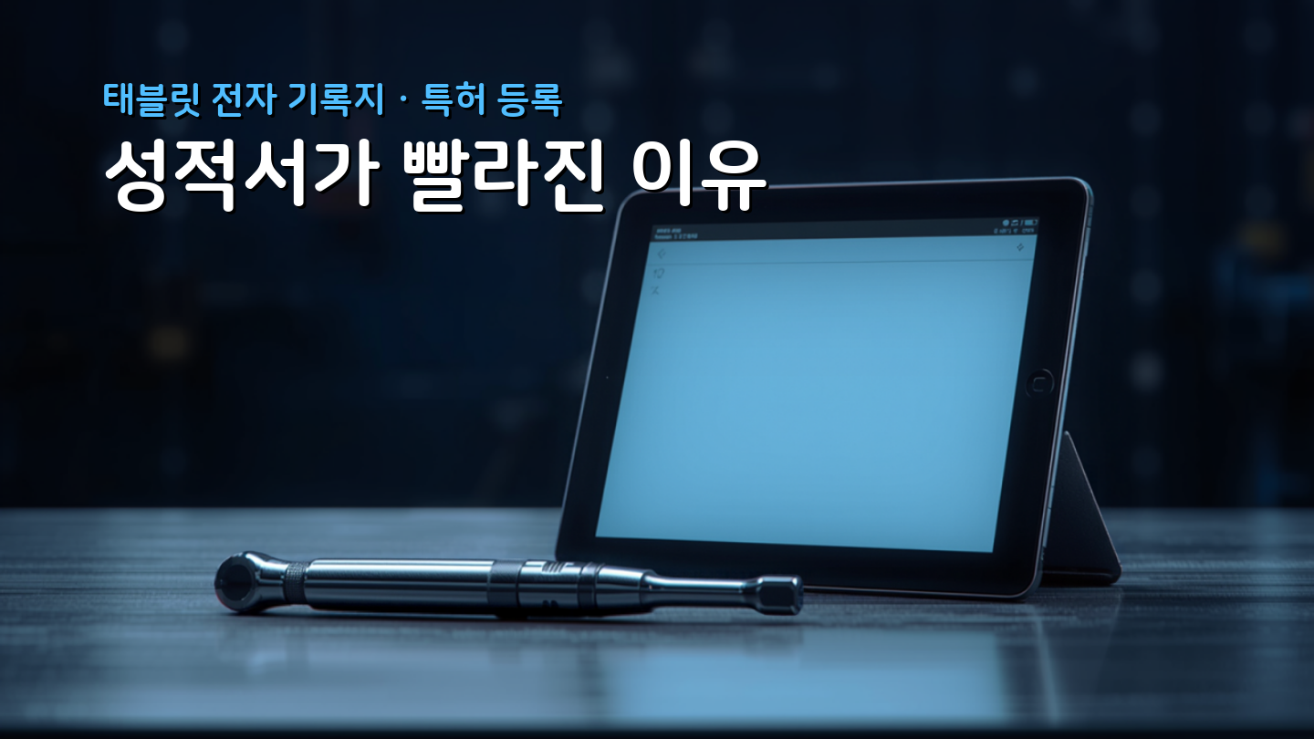태블릿 전자 기록지 · 특허 등록 — 성적서가 빨라진 이유